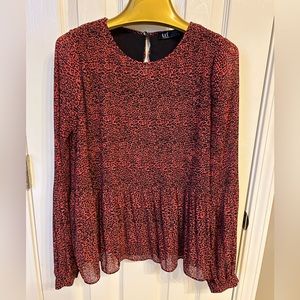 Zara Red and Black Cheetah Long Sleeve Size Small